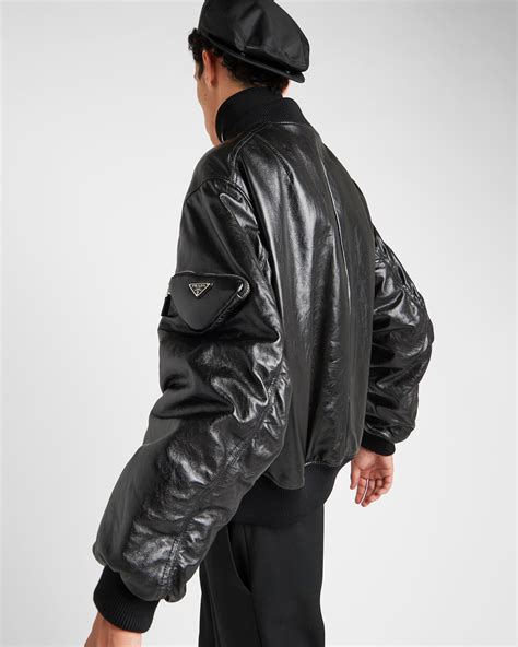 prada bomber coat|prada nappa leather bomber jacket.